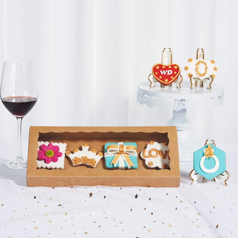 JCXPACK 24PCS 12 x 5 x 1.5 inches Auto-Popup One Piece Premium Cookies Boxes  Kraft Brown Macaron Boxes Packaing  Bakery Box for Holiday Cookie Gift Sets - Image 3